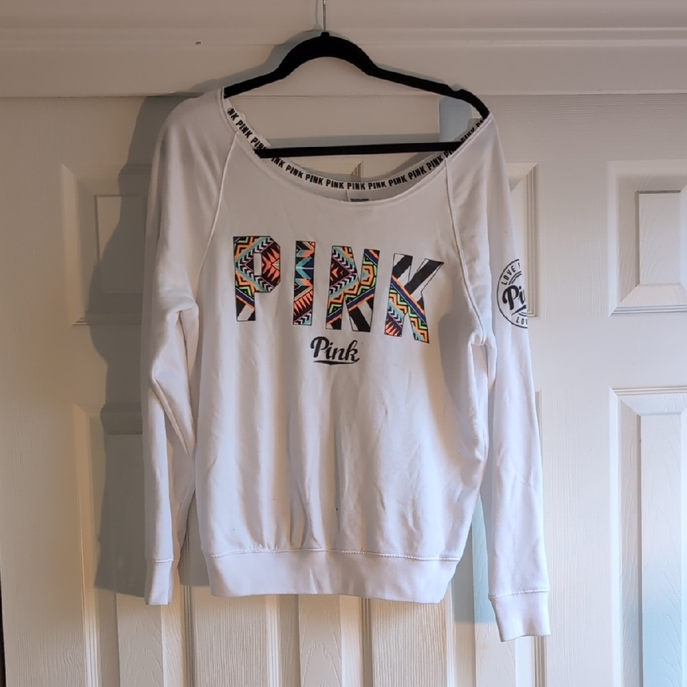 White PINK Graphic Sweatshirt